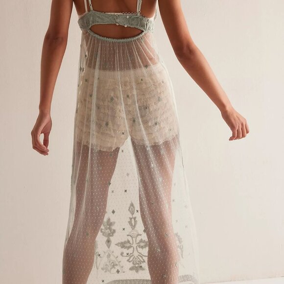 Free People Intimately So Into You Maxi Slip in Pond Water - Picture 3 of 15